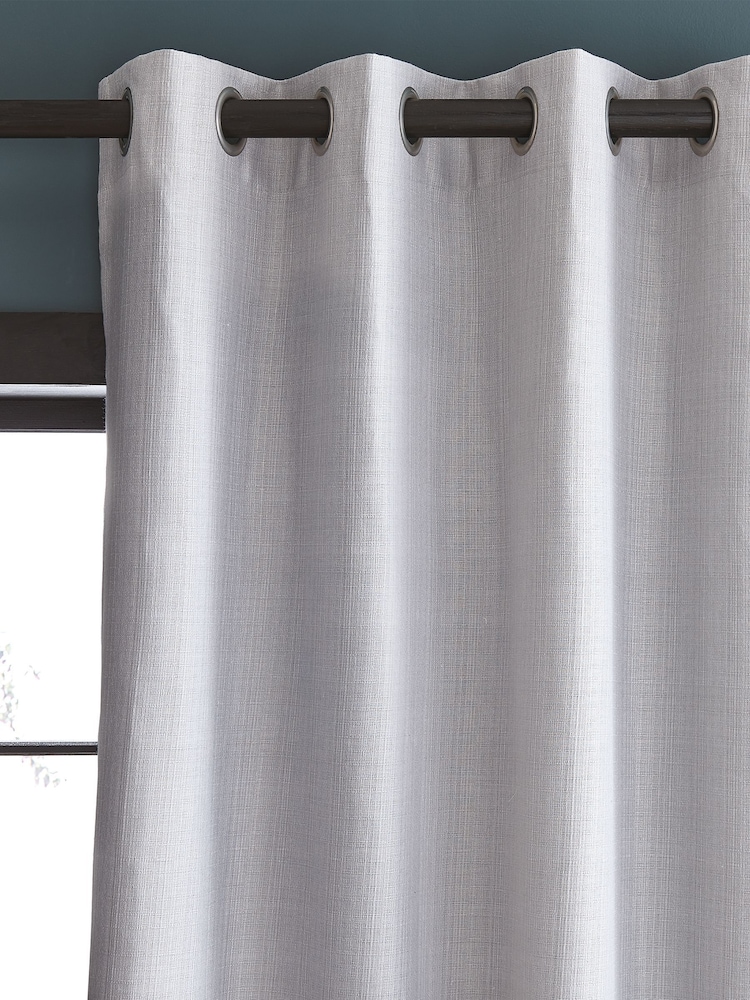 Catherine Lansfield Silver 100% Cotton Curtains - Image 1 of 2