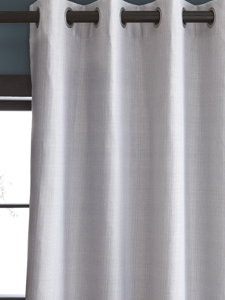 Catherine Lansfield Silver 100% Cotton Curtains - Image 2 of 2