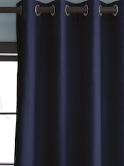 Catherine Lansfield Blue 100% Cotton Curtains - Image 2 of 3
