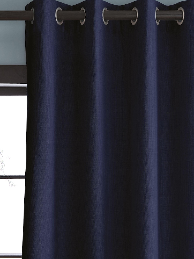 Catherine Lansfield Blue 100% Cotton Curtains - Image 2 of 3