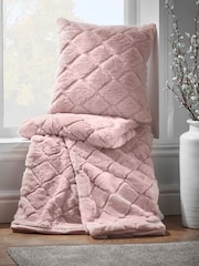 Catherine Lansfield Pink Teddy Cosy and Soft Diamond Fleece Throw - Image 2 of 4