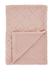 Catherine Lansfield Pink Teddy Cosy and Soft Diamond Fleece Throw - Image 4 of 4