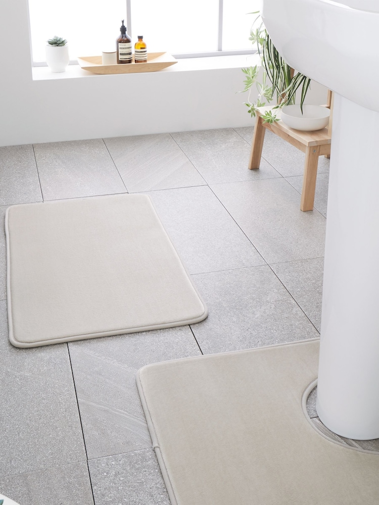 Catherine Lansfield Natural Anti-Bacterial Memory Foam Bath Mat And Pedestal Mat - Image 1 of 1