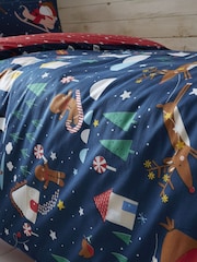 Catherine Lansfield Blue Santa's Christmas Wonderland Duvet Cover and Pillowcase Set - Image 4 of 5