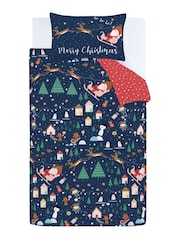 Catherine Lansfield Blue Santa's Christmas Wonderland Duvet Cover and Pillowcase Set - Image 5 of 5