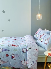 Catherine Lansfield Grey Catherine Lansfield Brushed Christmas Gnomes Duvet Cover and Pillowcase Set - Image 1 of 4