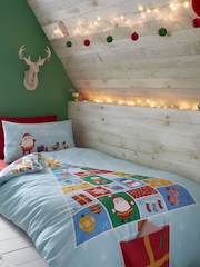 Catherine Lansfield Blue Countdown To Christmas Duvet Cover and Pillowcase Set - Image 1 of 5