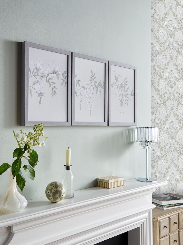 Laura Ashley Green Parterre set of 3 Framed Canvases - Image 1 of 4