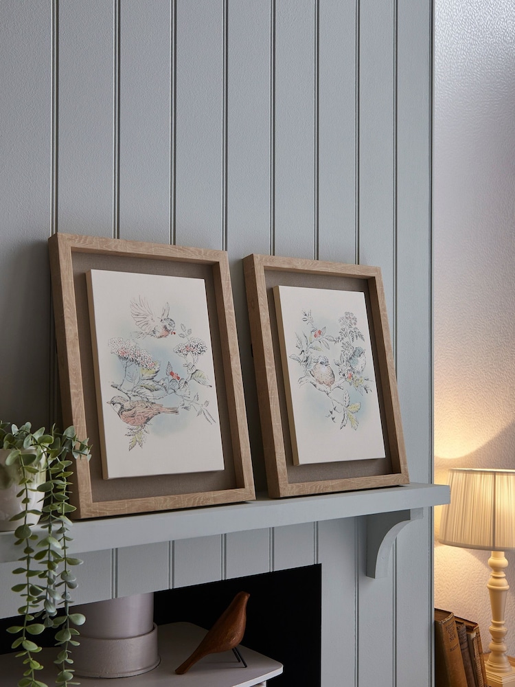Laura Ashley Natural Elderwood set of 2 Floating Frame Canvases - Image 1 of 4