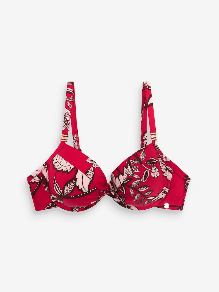 Pink Floral Padded Underwired Top Shape and Tummy Control Bikini Top - Image 7 of 7