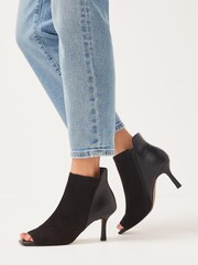 Black Forever Comfort® Material Mix Peep Toe Shoe Boots - Image 1 of 6