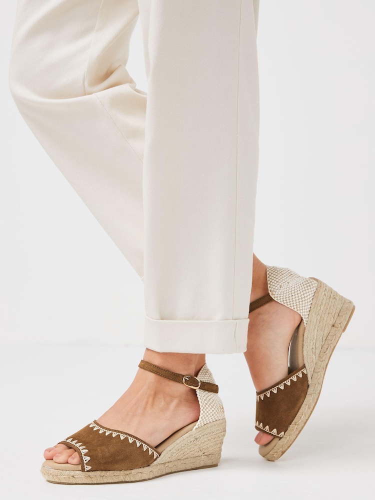 Tan Brown Forever Comfort® Leather Whipstitch Wedges - Image 1 of 6 Tan Brown Forever Comfort® Leather Whipstitch Wedges - Image 1 of 6