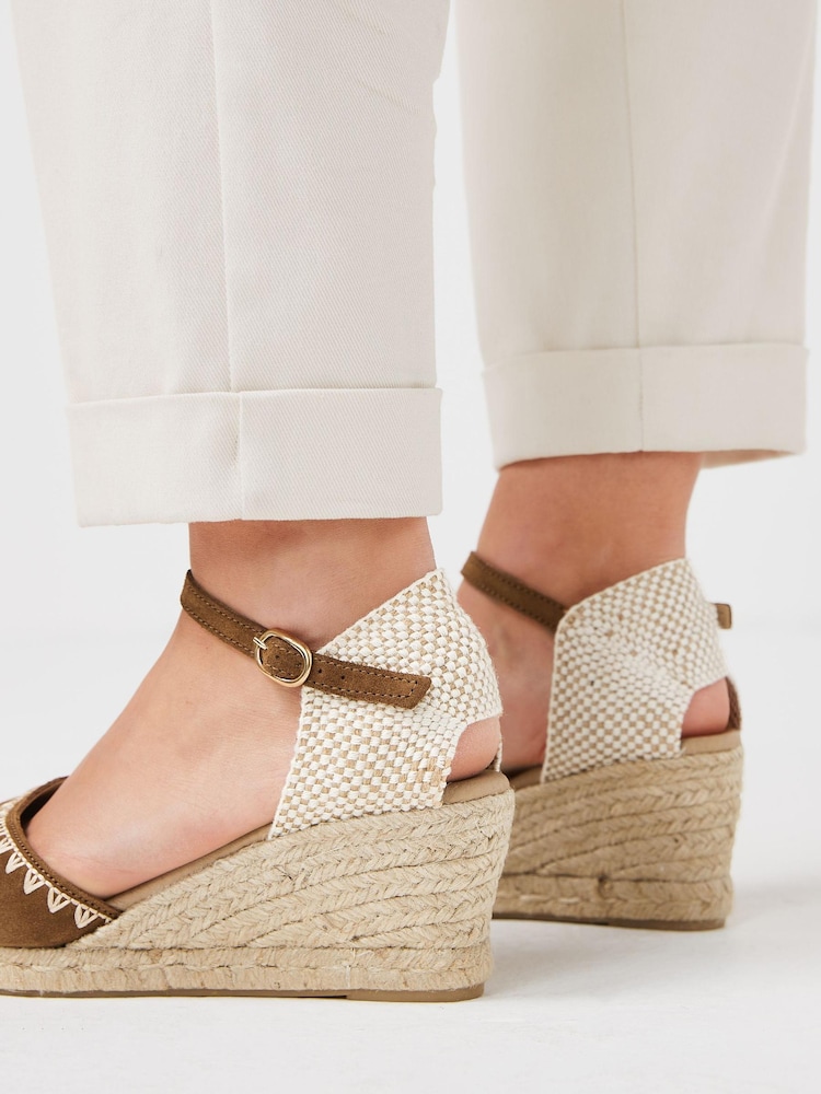 Tan Brown Forever Comfort® Leather Whipstitch Wedges - Image 2 of 6 Tan Brown Forever Comfort® Leather Whipstitch Wedges - Image 2 of 6