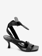 Black Signature Leather Soft Tie Sandals - Image 4 of 7