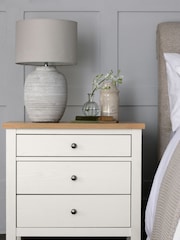 Chalk Malvern Paint Effect 3 Drawer Wide Bedside Table - Image 1 of 7