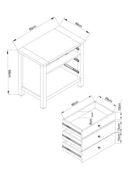 Chalk Malvern Paint Effect 3 Drawer Wide Bedside Table - Image 5 of 7