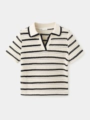 Mango White Knitted Polo Shirt - Image 1 of 3