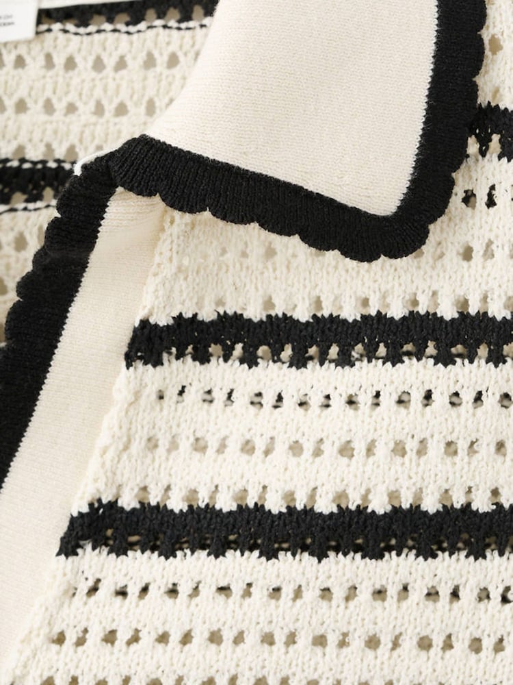 Mango White Knitted Polo Shirt - Image 2 of 3