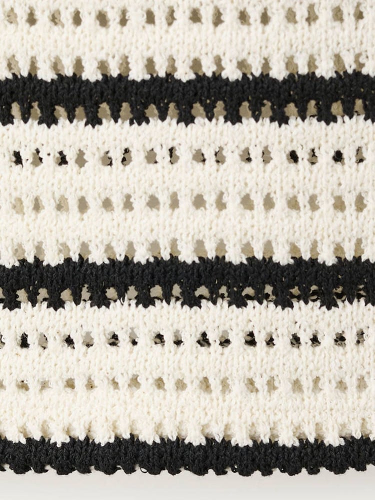 Mango White Knitted Polo Shirt - Image 3 of 3