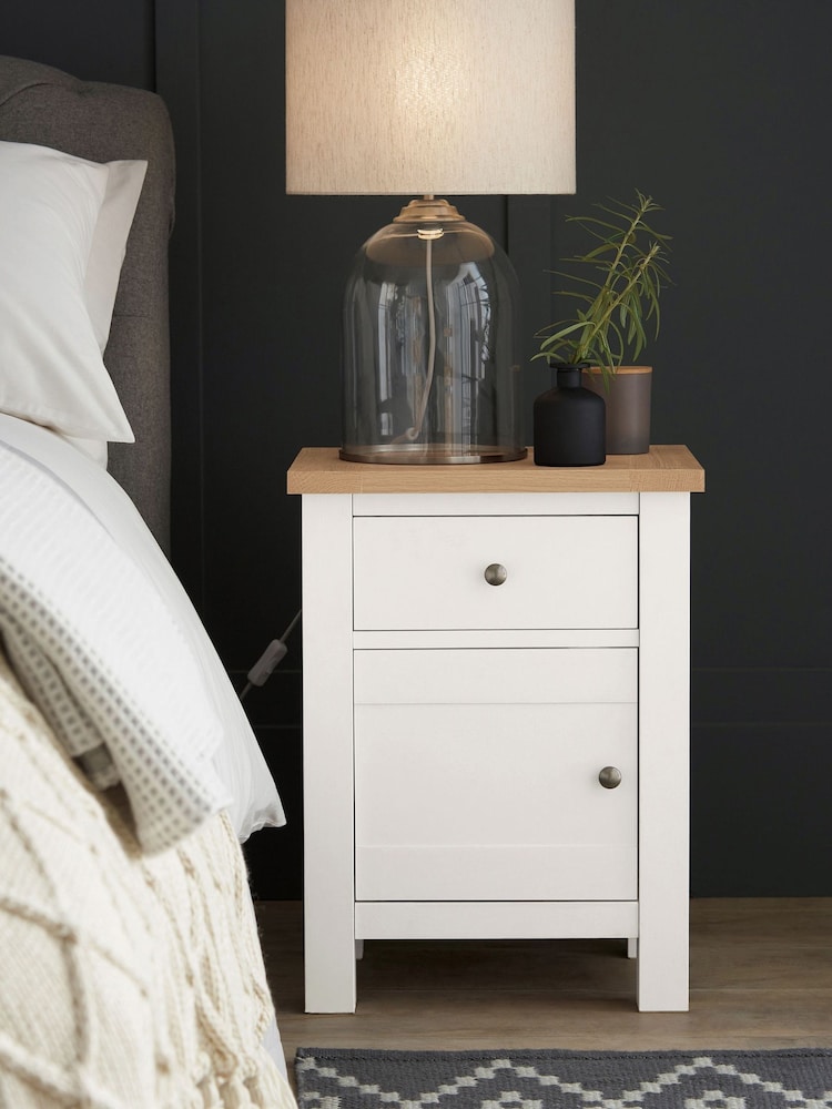 Chalk Malvern Paint Effect 1 Door, 1 Drawer Bedside Table - Image 1 of 10