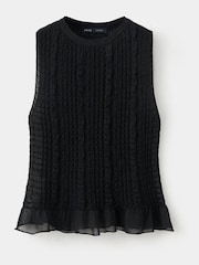 Mango Black Knit Ruffle Top - Image 1 of 3