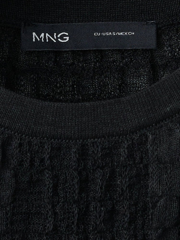 Mango Black Knit Ruffle Top - Image 2 of 3