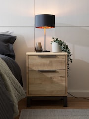 Light Bronx Oak Effect 2 Drawer Bedside Table - Image 1 of 8