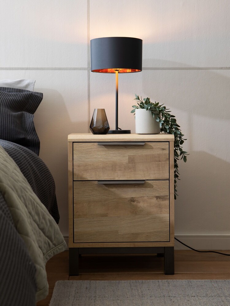 Light Bronx Oak Effect 2 Drawer Bedside Table - Image 1 of 8