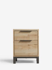 Light Bronx Oak Effect 2 Drawer Bedside Table - Image 3 of 8