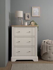 Chalk White Hampton Painted Oak Collection 3 Drawer Tall Chest Of Drawers - Image 1 of 10