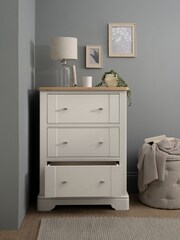 Chalk White Hampton Painted Oak Collection 3 Drawer Tall Chest Of Drawers - Image 2 of 10