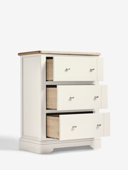 Chalk White Hampton Painted Oak Collection 3 Drawer Tall Chest Of Drawers - Image 7 of 10