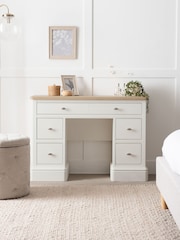 Chalk White Hampton Painted Oak Collection Luxe 5 Drawer Console Dressing Table - Image 1 of 9