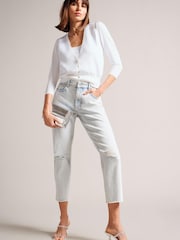 Ted Baker White Baliner Sequin Detail Knit Cardigan - Image 3 of 5