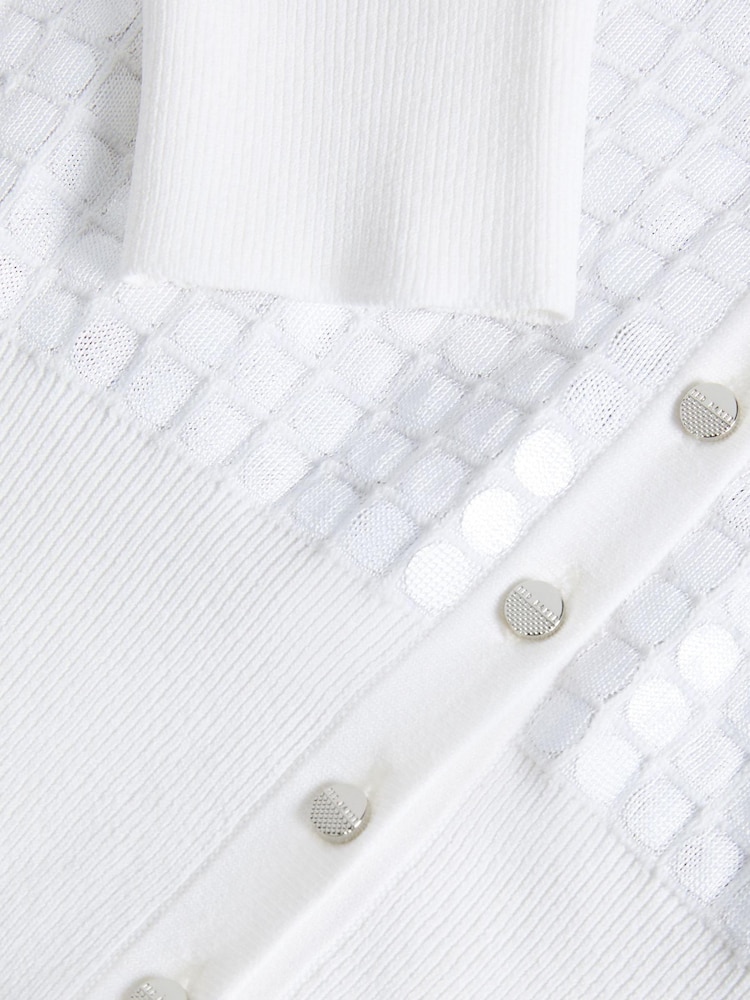 Ted Baker White Baliner Sequin Detail Knit Cardigan - Image 5 of 5