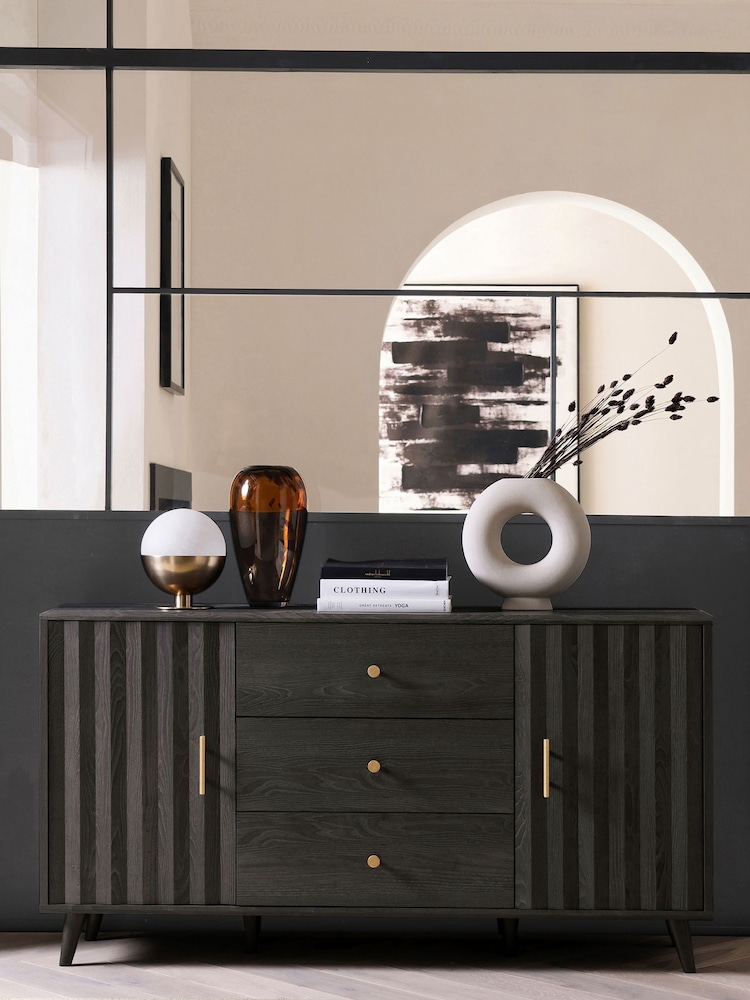 Dark Grey Ezra Oak Effect Large Sideboard - Image 1 of 11