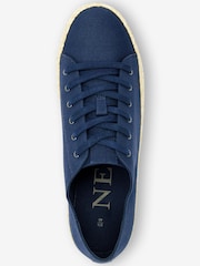 Navy Blue Lace Up Forever Comfort® Espadrille Flatform Trainers - Image 3 of 7