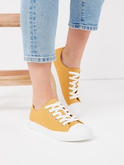 Ochre Yellow Regular/Wide Fit Baseball Canvas Trainers - Image 1 of 6