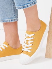 Ochre Yellow Regular/Wide Fit Baseball Canvas Trainers - Image 2 of 6