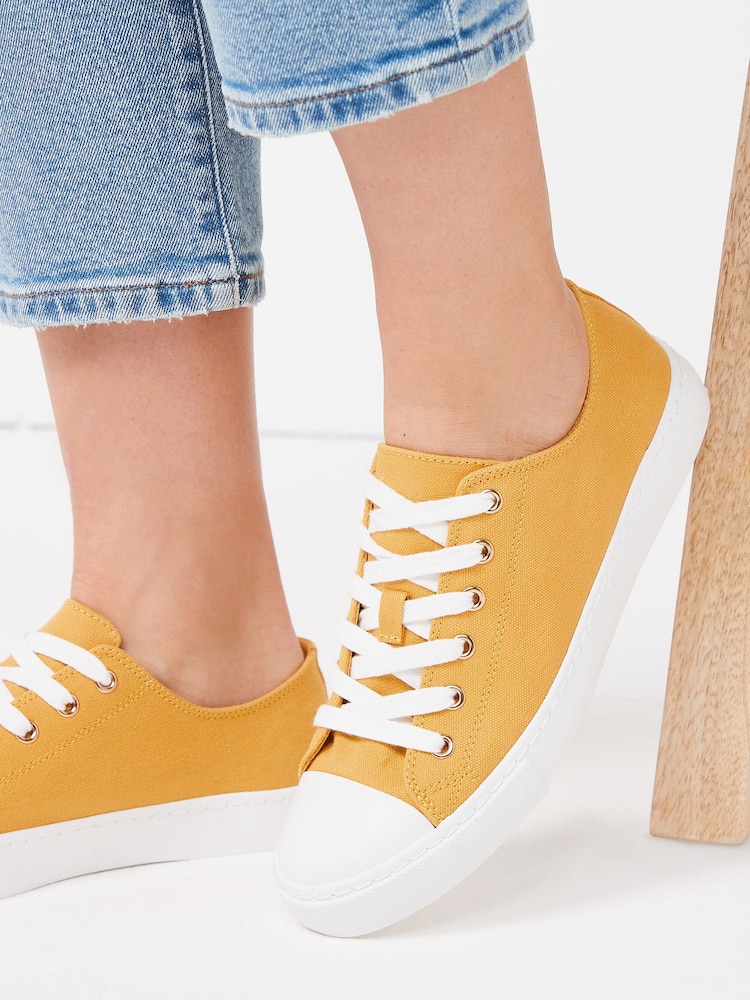 Ochre Yellow Regular/Wide Fit Baseball Canvas Trainers - Image 2 of 6