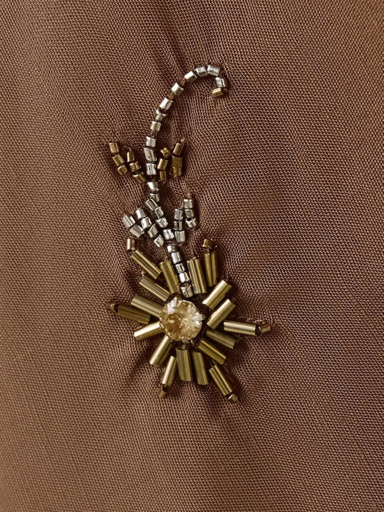 Mango Brown Cowl Neck Embellished Blouse - Image 2 of 3