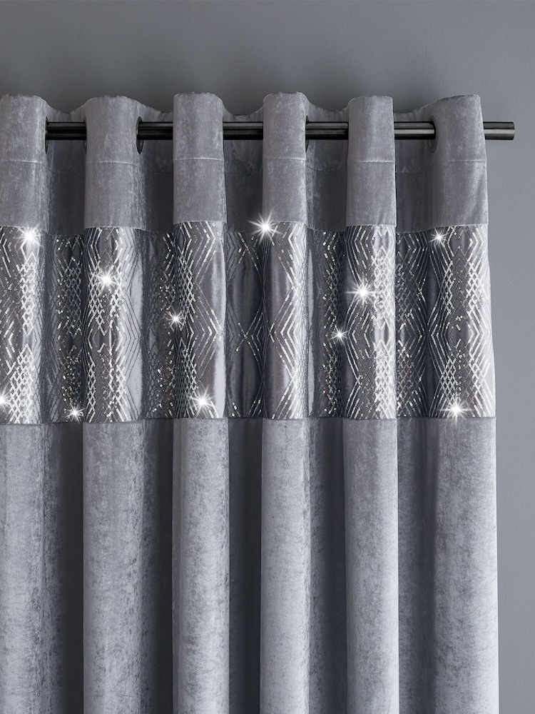 Catherine Lansfield Crushed Velvet Glamour Sequin Curtains - Bild 1 von 4
