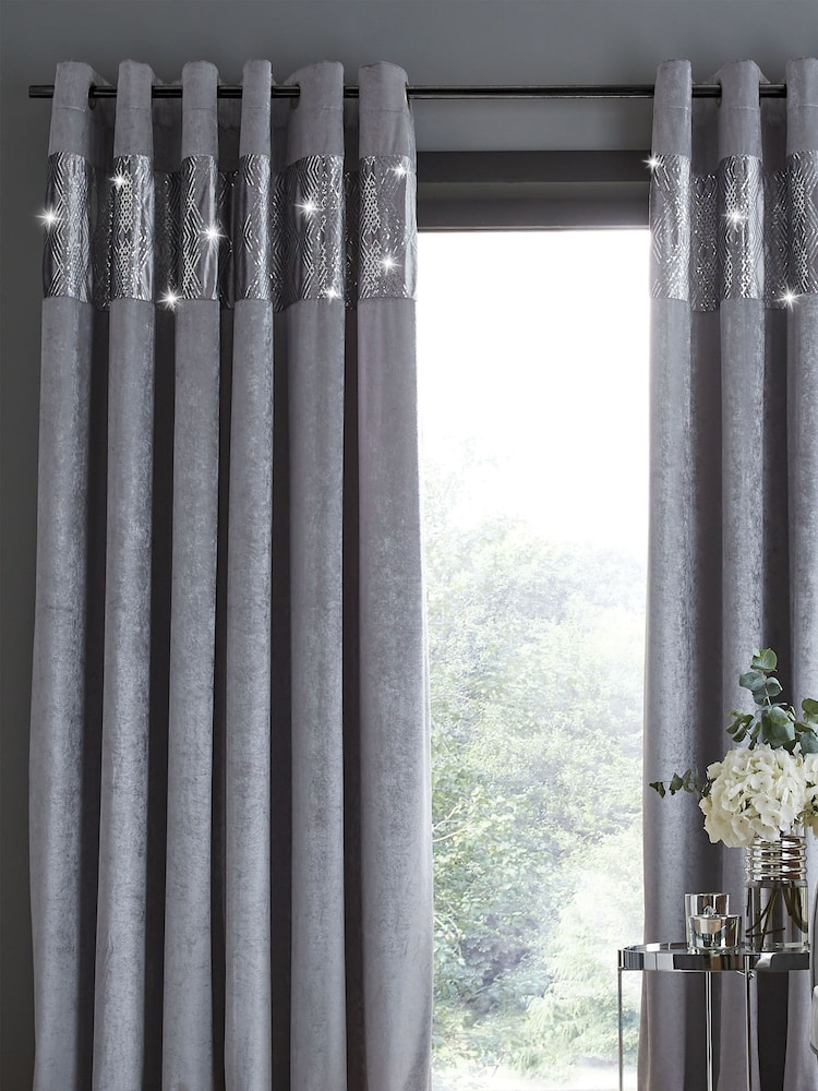 Catherine Lansfield Crushed Velvet Glamour Sequin Curtains - Bild 2 von 4