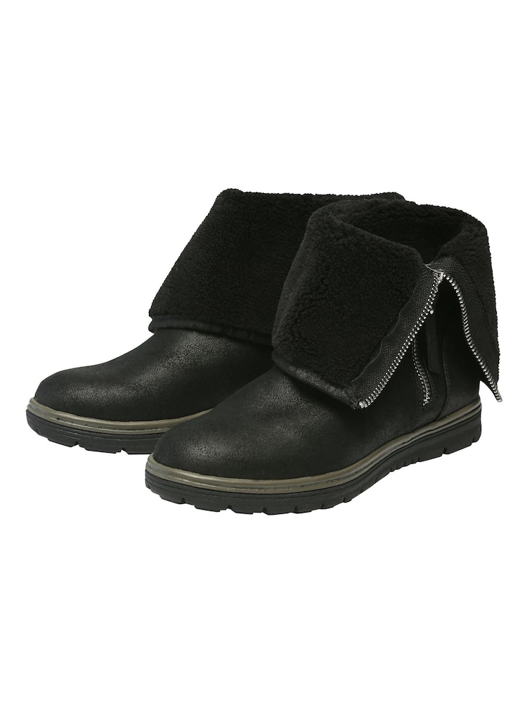 M&Co Black Fold Over Ankle Boots - Image 1 of 3