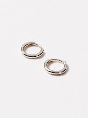 Oliver Bonas Silver Tone Juniper Mini Huggie Earrings - Image 2 of 5