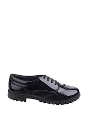 Hush Puppies Black Eadie Senior Patent School Shoes - Image 1 of 4