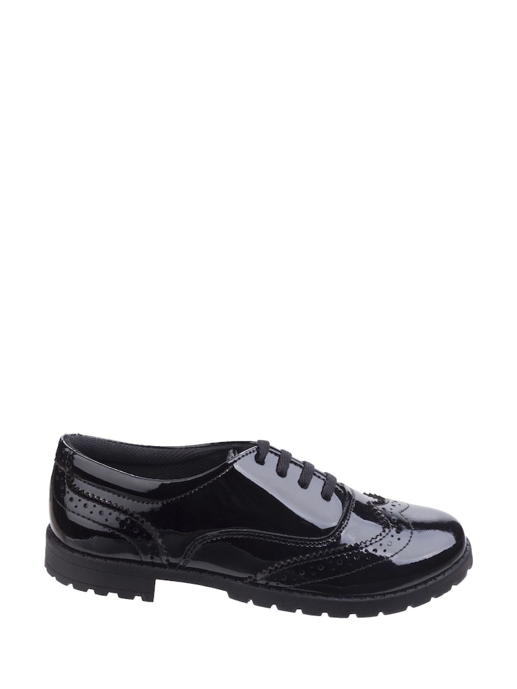 Hush Puppies Black Eadie Senior Patent School Shoes - Image 1 of 4
