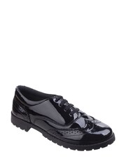 Hush Puppies Black Eadie Senior Patent School Shoes - Image 2 of 4