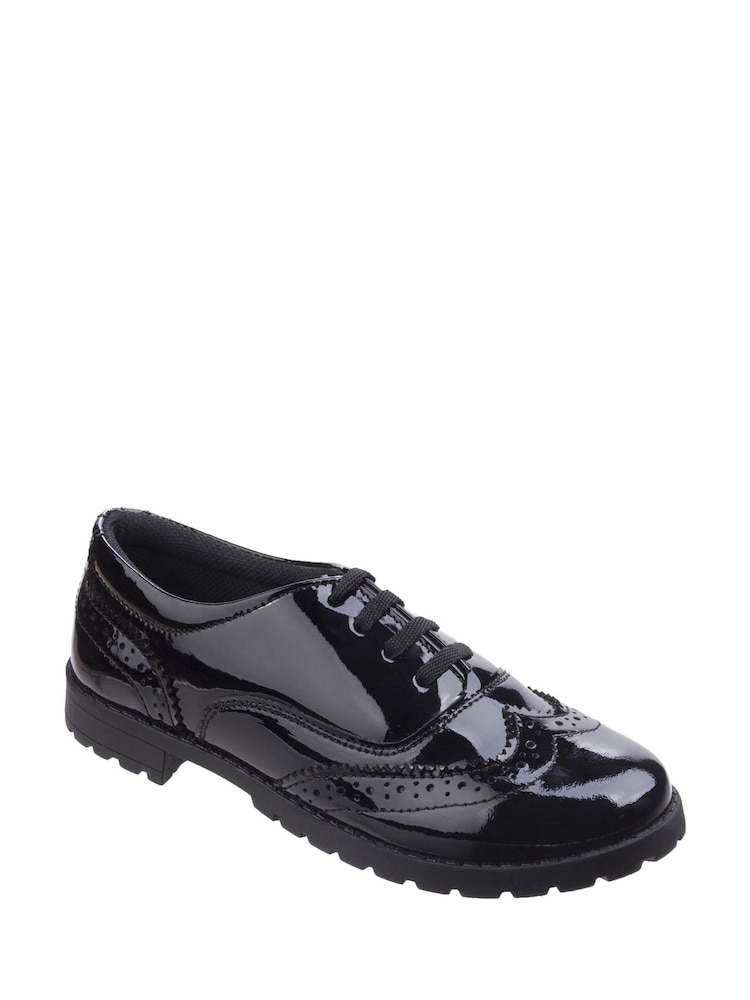 Hush Puppies Black Eadie Senior Patent School Shoes - Image 2 of 4