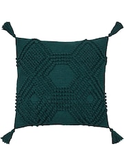 furn. Teal Blue Halmo Woven Polyester Filled Cushion - Image 2 of 6